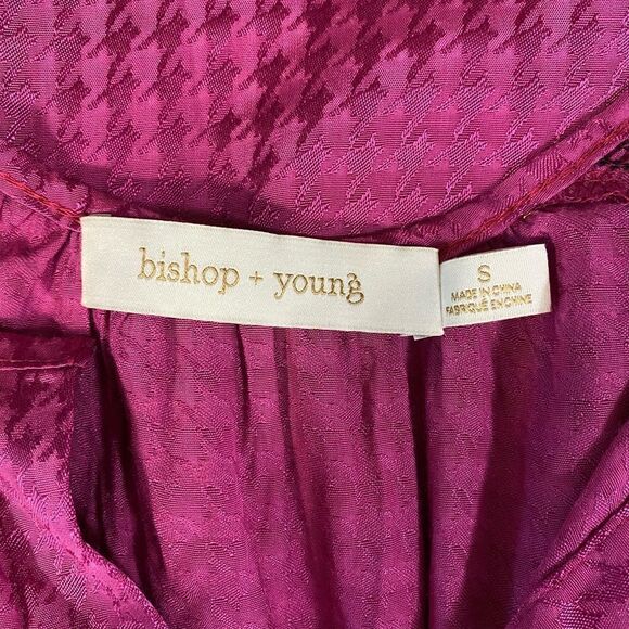 Bishop + YOUNG ANTHROPOLOGIE Orchid Houndstooth Balloon Short Sleeve Tunic Small - Picture 11 of 14